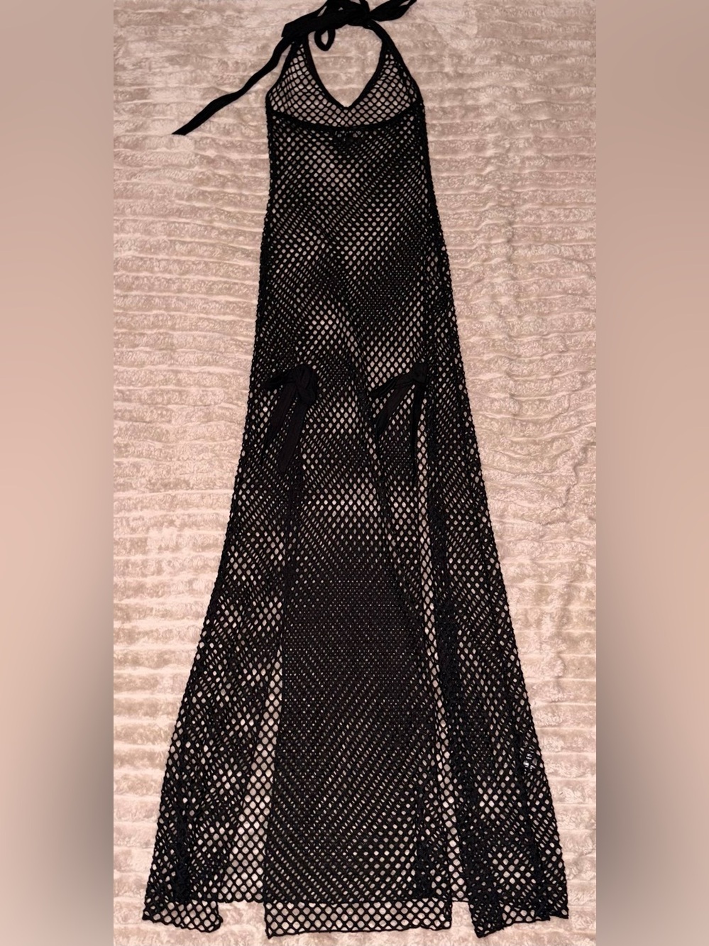 Current Mood Black Romantic Rebel Maxi Dress - Fishnet